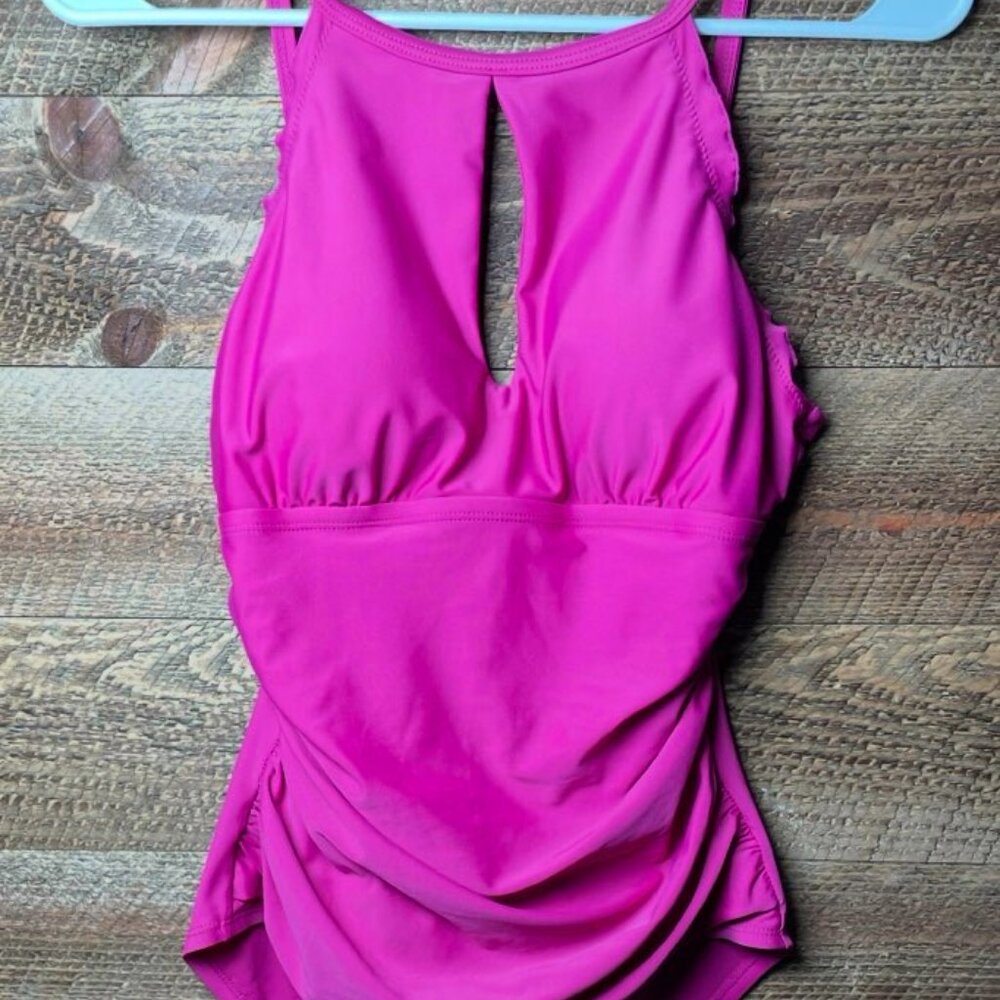 Ellen Tracy Women's High Neck Keyhole Cutout Swimsuit, Size 6